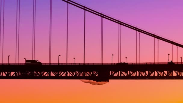 Brücke bei Sonnenuntergang Videoanimation — Stockvideo