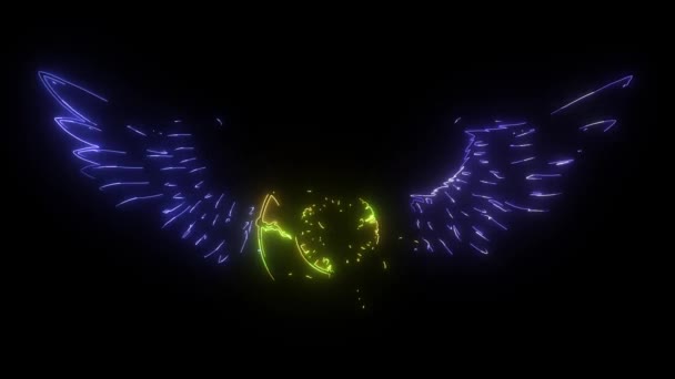 Flying Eyeball video al neon digitale — Video Stock