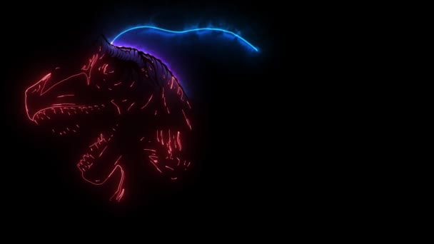 Dinosaure allosaure tête numérique néon vidéo — Video