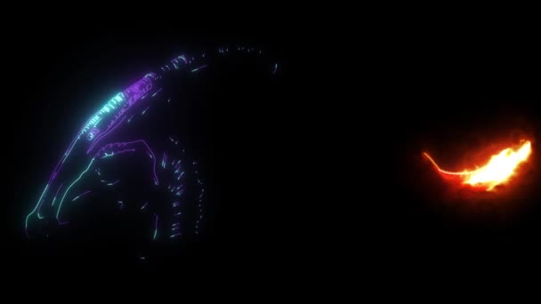 Dinosaurus Parasaurolophus head digital neon video — 비디오