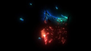 Luchs hayvan suratı. Avrasyalı vaşak kedi kafası portresi. dijital neon video