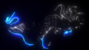 Alevli dijital neon videolu deniz kızları Siren