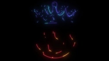 Dijital neon bir futbol topu videosunda altın taç