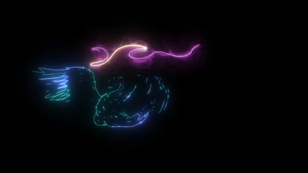 Fire Swan gradientowy styl kolorowy. cyfrowy neon wideo — Wideo stockowe