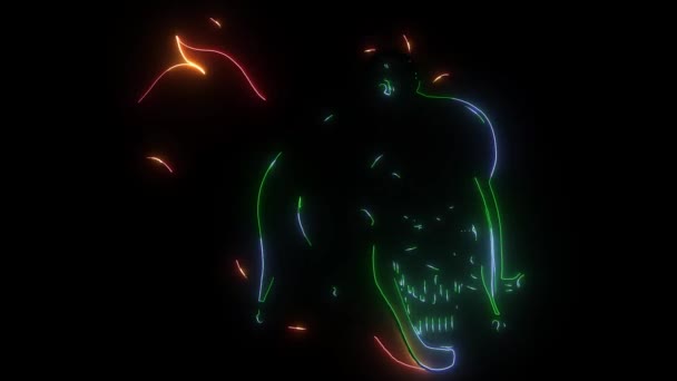 Evil joker with flames digital neon video — Stock Video