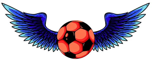 Wektor piłki nożnej ze skrzydłami izolowane na białym — Wektor stockowy