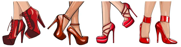 Sapatos de salto alto moda. ilustração arte vetorial. —  Vetores de Stock
