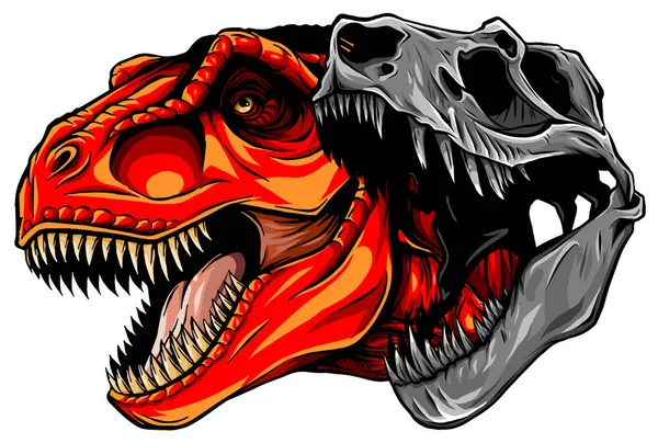 Tyrannosaurus rex skull fossil vector illustration design — Vector de stock