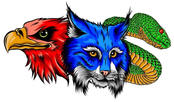 Mascotte de Lynx Serpent aigle sauvage Logo — Image vectorielle