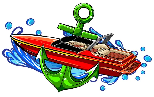 Vector Illustration with Boat Graphics on White Background. — 스톡 벡터