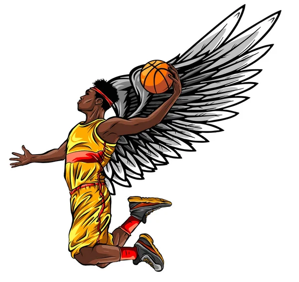 Basketballer springt zu Dunk-Vektor-Illustration — Stockvektor