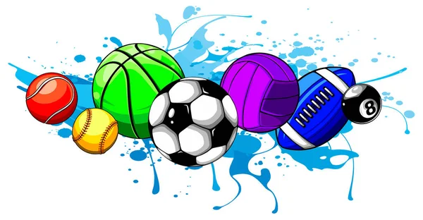 Composed set of different balls. Vector illustration. — Stock Vector