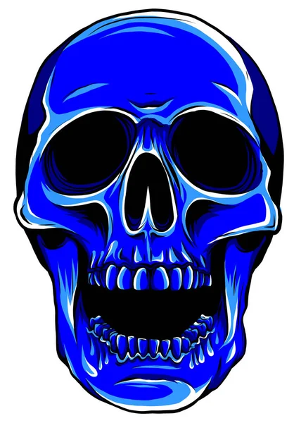 Vector Blue Tattoo Skull Illustration graphics art — Stockvector