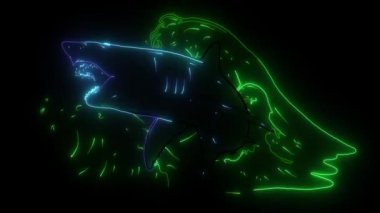 beyaz köpekbalığı tasarımı dijital neon video