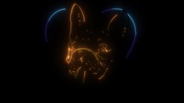 Sevimli köpek yavrusu kalp dijital neon videosunda