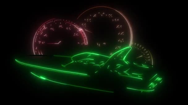 Grafik Speedboat Race digitales Neon-Video — Stockvideo