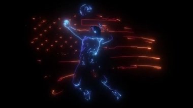 Profesyonel voleybol oyuncuları sahada iş başında. Soyut voleybol oyuncusu