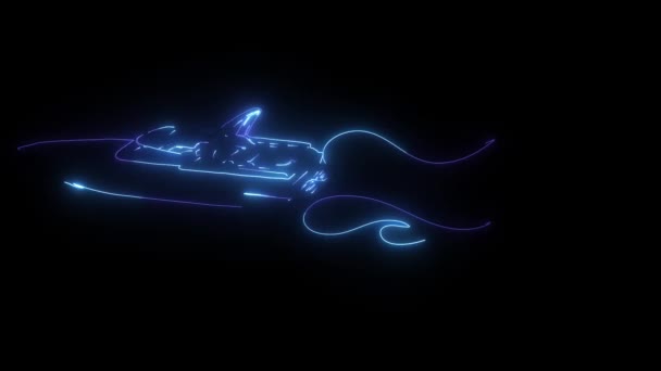 Loď závod Ikona s plameny digitální neon video — Stock video