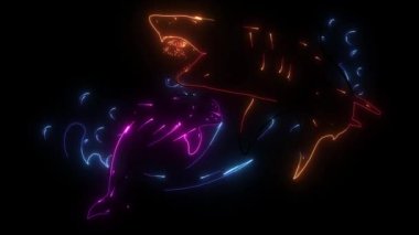 Yunus ve Köpekbalığı. dijital neon video