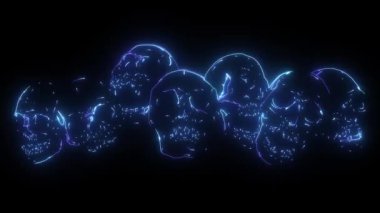 Bir grup insan kafatası. dijital neon video