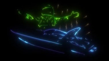 Pilot dijital neon video ile motorlu tekne yarışı
