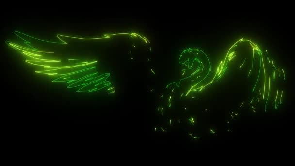 Cisne. animação de vídeo neon digital — Vídeo de Stock