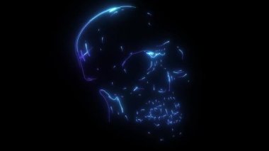 Kafatası dijital neon video animasyonu