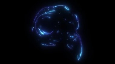 Mavi kuş Kafatası dijital neon video