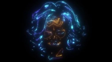 Şeker Kafatası Suratlı Kadın Dijital neon boyalı video