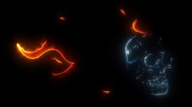 Kafatasının alevlerle düşüşünün videosu