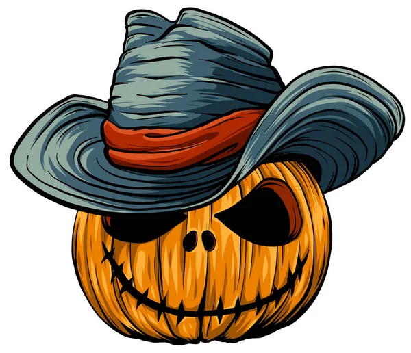 Pumpkin with cowboy hat vector illustration design — Stock Vector
