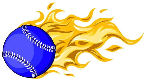 Flaming Baseball Softball Ball Vector de dibujos animados ardiendo con llamas de fuego — Archivo Imágenes Vectoriales