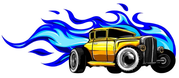 Veloce auto fiamme vettore illustrazione desgn arte — Vettoriale Stock