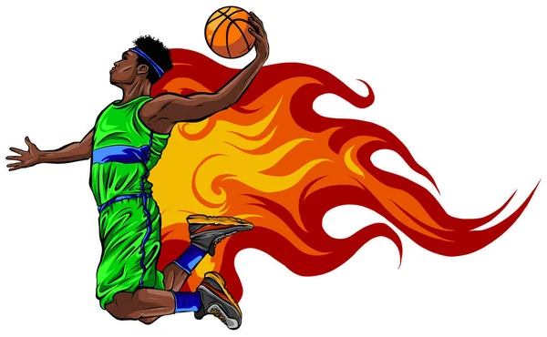 Cuadro de ilustración digital de un vector de jugador de baloncesto — Vector de stock