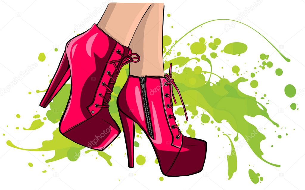 Legs with shoes. High quality vector illustration