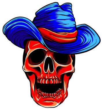 Gangster kafatası dövmesi. Puro ve şapka taşıyıcı ile ölüm kafası