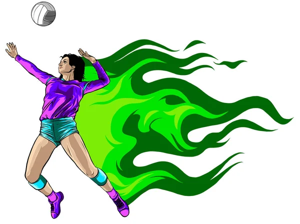 Vôlei Esporte Menina e Bola Cartoon Vector Ilustração —  Vetores de Stock