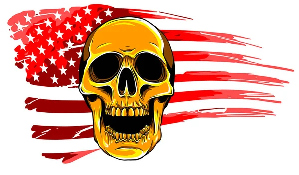 Vektor illustration Amerika Flagga målad på en skalle — Stock vektor