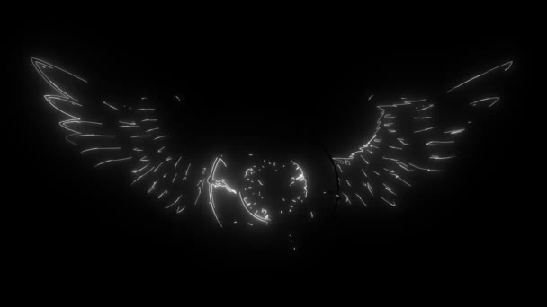Flying Eyeball vídeo digital de neón — Vídeos de Stock