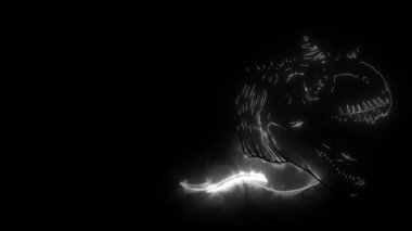Dinozor carnosaur baş dijital neon video
