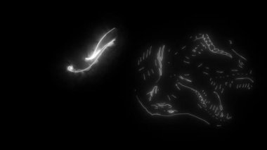 Dinozor tyrannosaurus rex baş dijital neon video