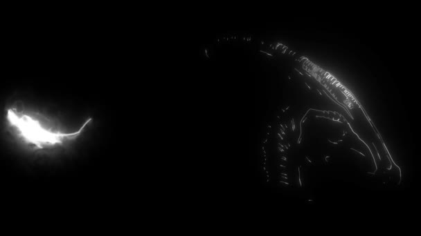 恐竜パラサウロフス頭デジタルネオンビデオ — ストック動画