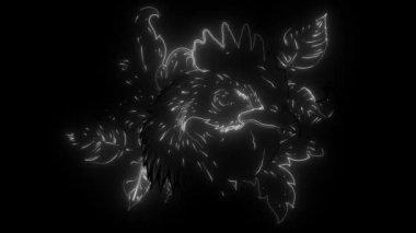 Tavuk horozu başı dijital neon video