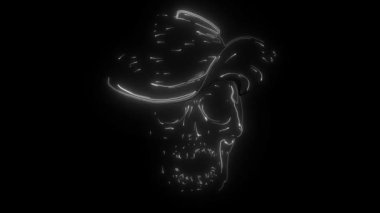 Dijital neon şapkalı kovboy kafatası