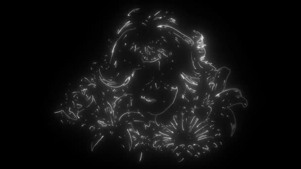 人間の頭蓋骨と花の花輪。ロス・ムエルトス. — ストック動画