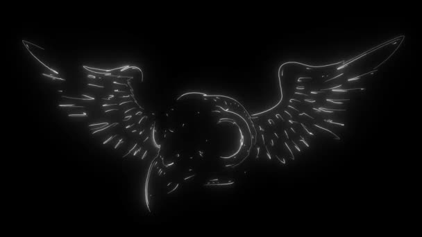 Vogelschädel mit Flügeln digitales Neon-Video