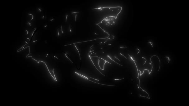 Dolphin och Shark. digital neonvideo — Stockvideo