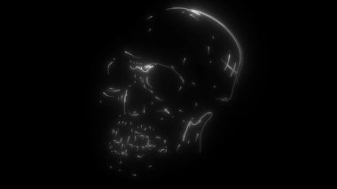 yeşil renkli kafatası baş dijital neon video