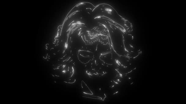 食糖骷髅脸彩绘数码霓虹灯的女人 — 图库视频影像
