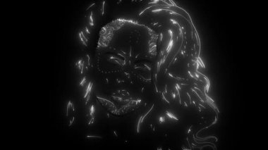 Şeker Kafatası Suratlı Kadın Dijital neon boyalı video